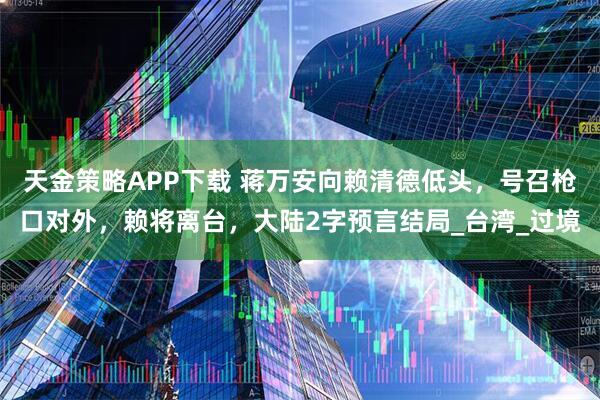 天金策略APP下载 蒋万安向赖清德低头，号召枪口对外，赖将离台，大陆2字预言结局_台湾_过境